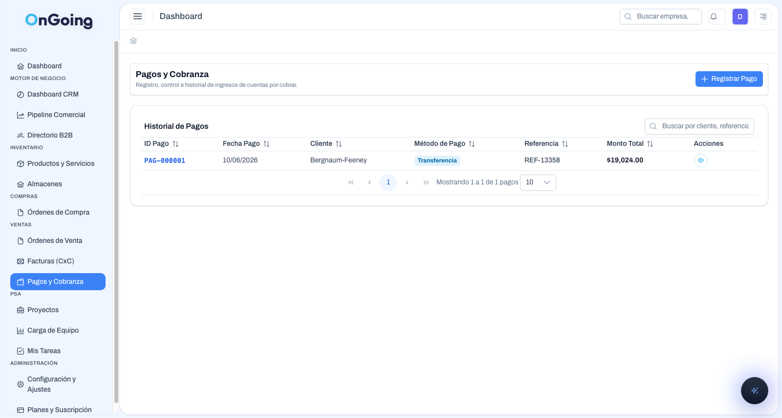 OnGoing V2 Financial Payments
