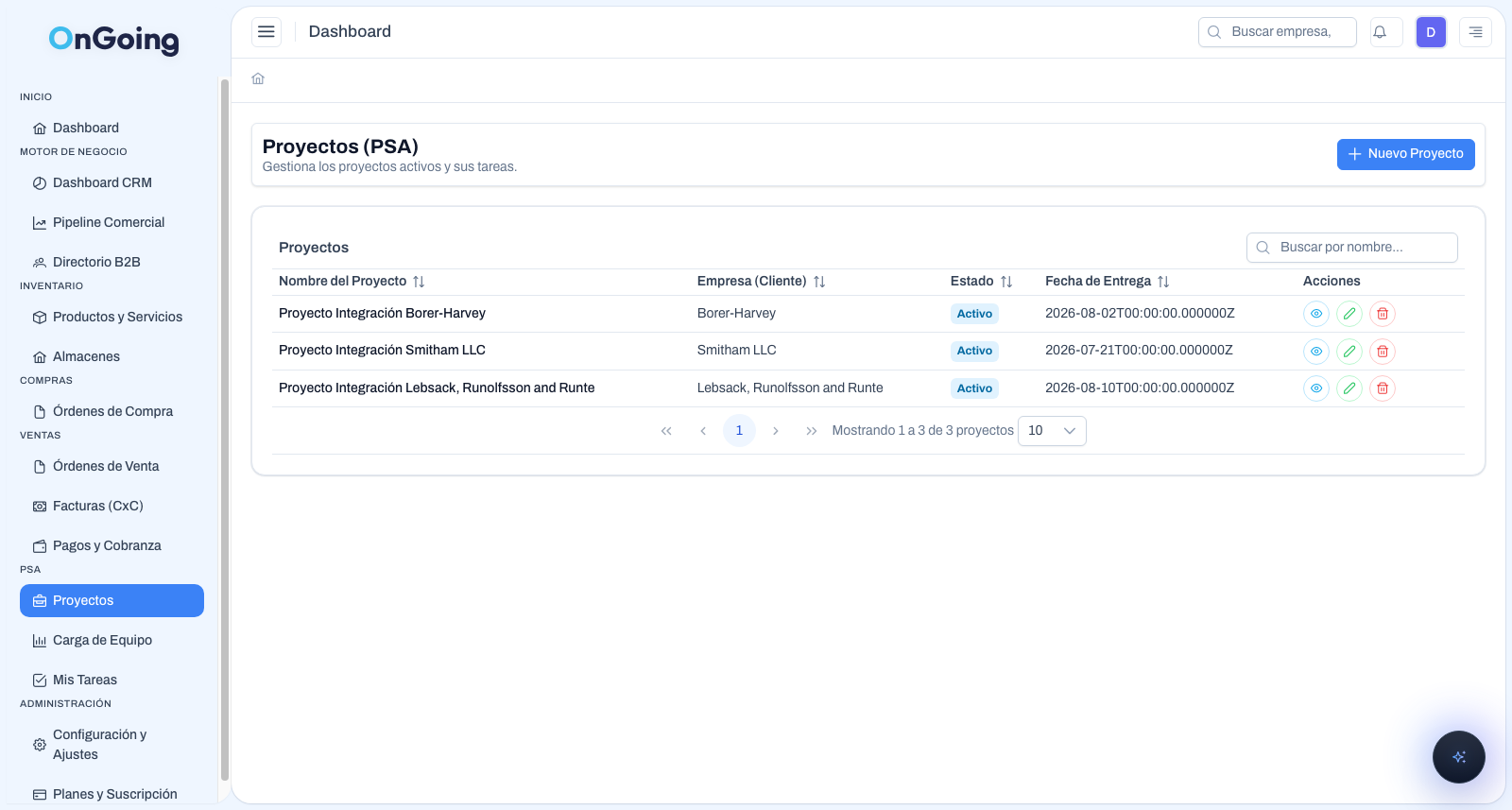 OnGoing V2 Real PSA Projects